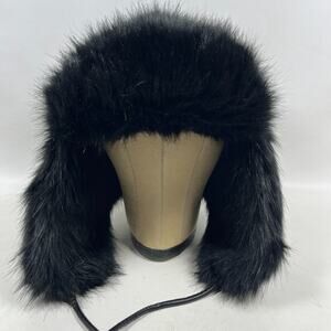 POLO RALPH LAUREN Hat Adult OS Faux Fur Trapper Chapka Ear Flap Ski Winter Black